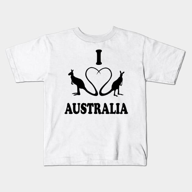 I love Australia Kangaroo Down Under Gift Kids T-Shirt by MrTeee